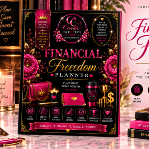 Financial Freedom Planner by Carter Cre8tive Studio for budgeting, savings, debt tracking, goal setting, and financial planning