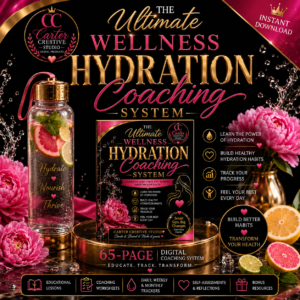 The Ultimate Wellness Hydration Coaching System digital hydration planner, water tracker and wellness workbook